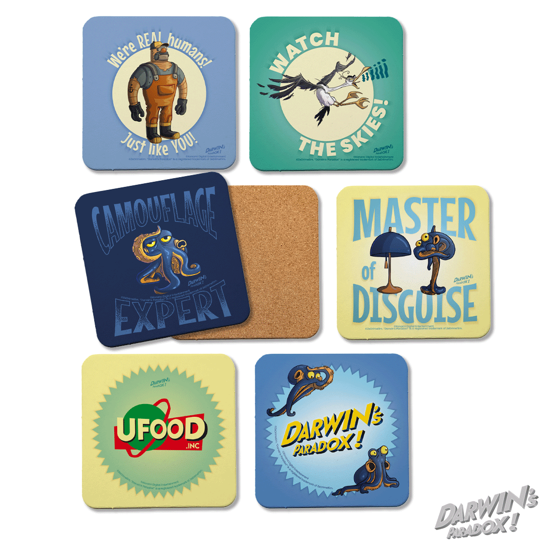 Darwin's Set of 6 cork-back Coasters – OKS GEAR