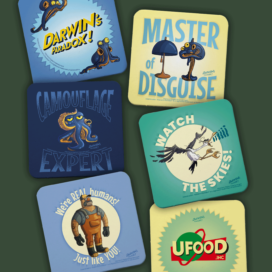 Darwin's Set of 6 cork-back Coasters – OKS GEAR